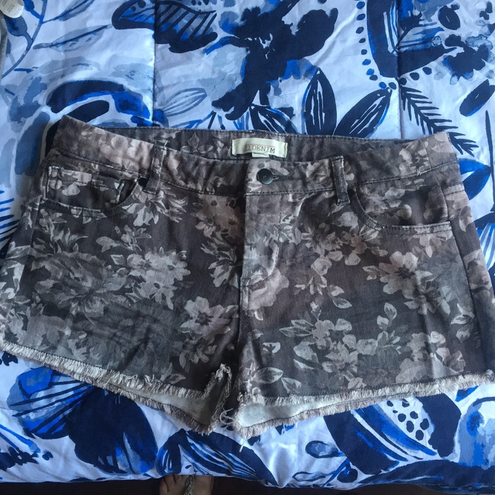 Forever 21 denim shorts (floral/camo print)